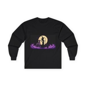 Lilac with White Chest Snip Great Dane (up to 5x) Witch Silhouette Moon Long Sleeve Tee — Her Familiars