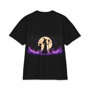 Black Great Dane Her Familiars, up to 7x, Heavy T Shirt, Cat, Witch Silhouette Moon T‑Shirt — Halloween