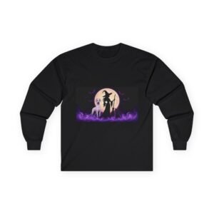 White with Blue Eyes Great Dane (up to 5x) Witch Silhouette Moon Long Sleeve Tee — Her Familiars