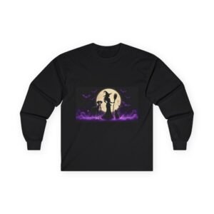 Black Mantle Great Dane (up to 5x) Witch Silhouette Moon Long Sleeve Tee — Her Familiars