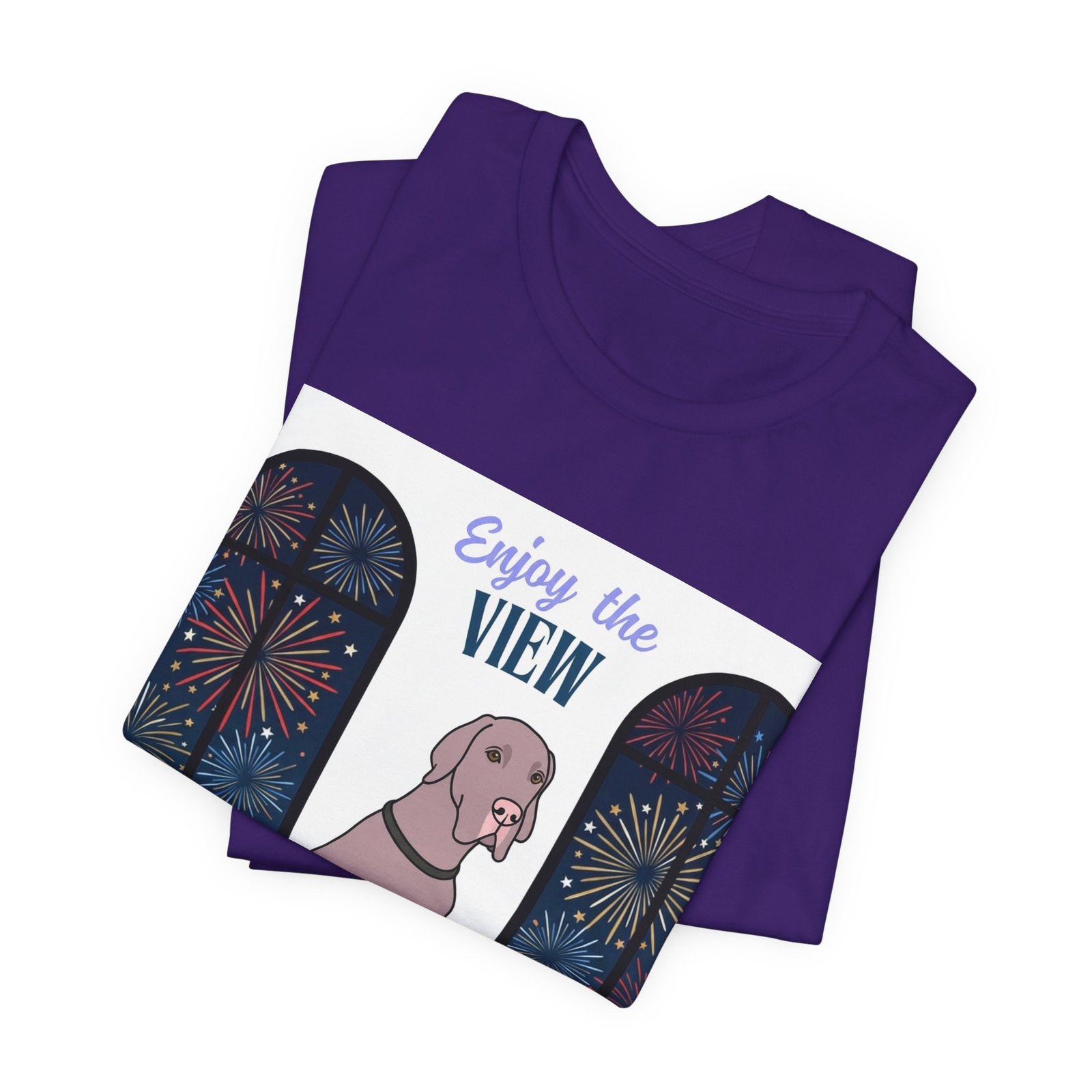 Lilac Great Dane Enjoy the View T-Shirt — Dog Watching Fireworks Graphic Tee - Image 53