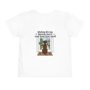 Toddler Tee – Chocolate Great Dane "Waiting for My Favorite Kid to Come Home From School" Dog Window Graphic