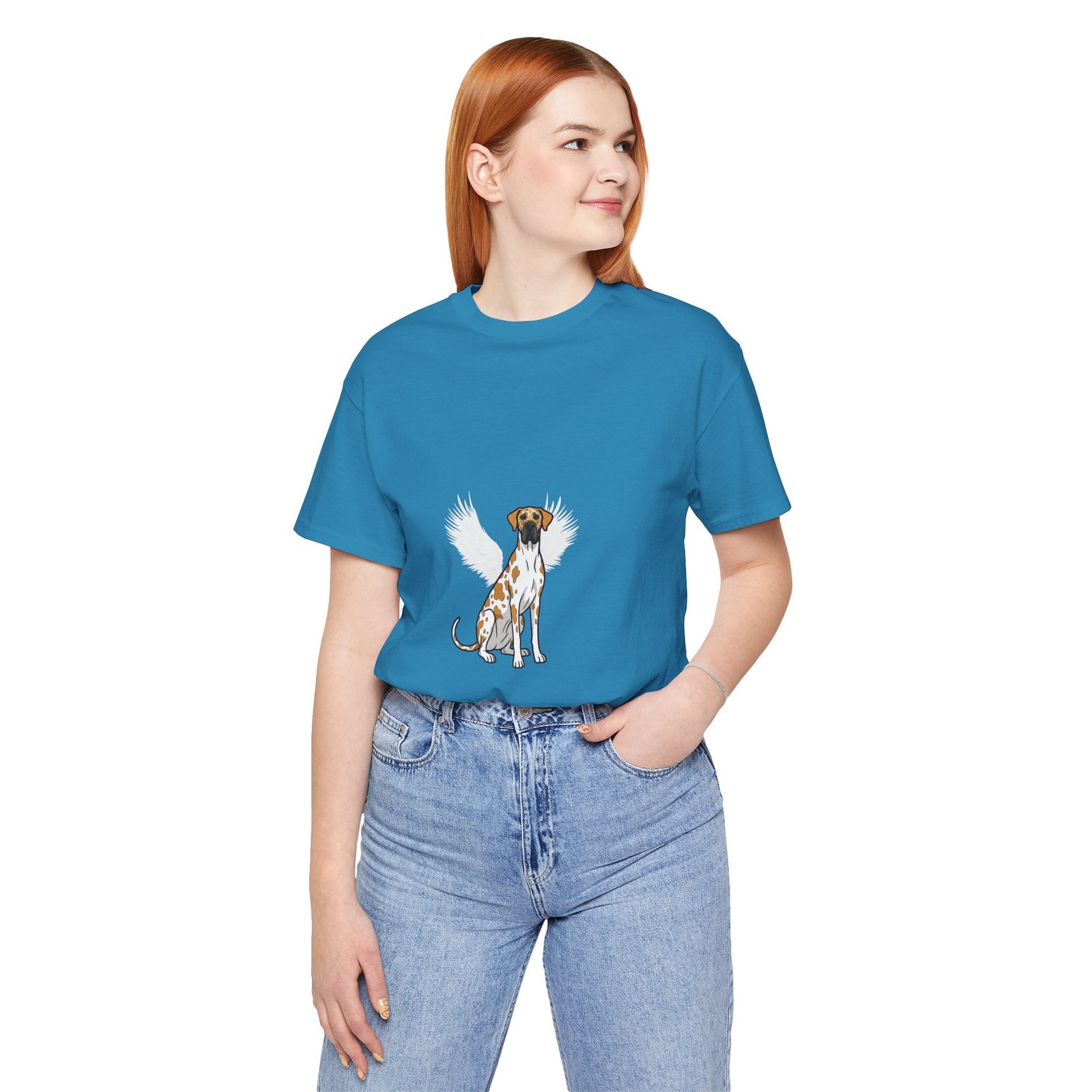 Unisex Fawnequin Great Dane with White Chest Snip Great Dane Rainbow Bridge Lyric Back-Print Tee — 'Beloved Memory' Poem Shirt - Image 44