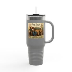 40oz Insulated Travel Mug — Brindle Great Dane "There Runs on Snacks & Naps" Father's Day Camper Design