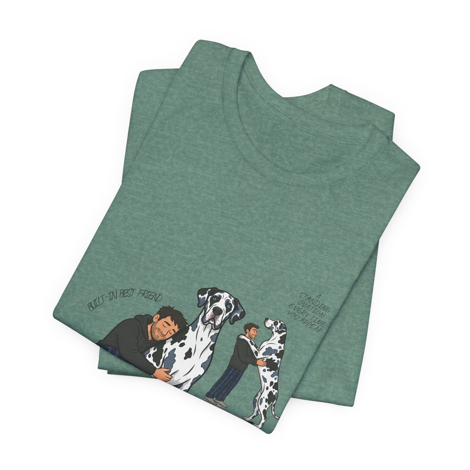 Blue and Black Merlequin with blue eyes Great Danes Illustrated Tee — "Men + Great Danes" Graphic T-Shirt - Image 38