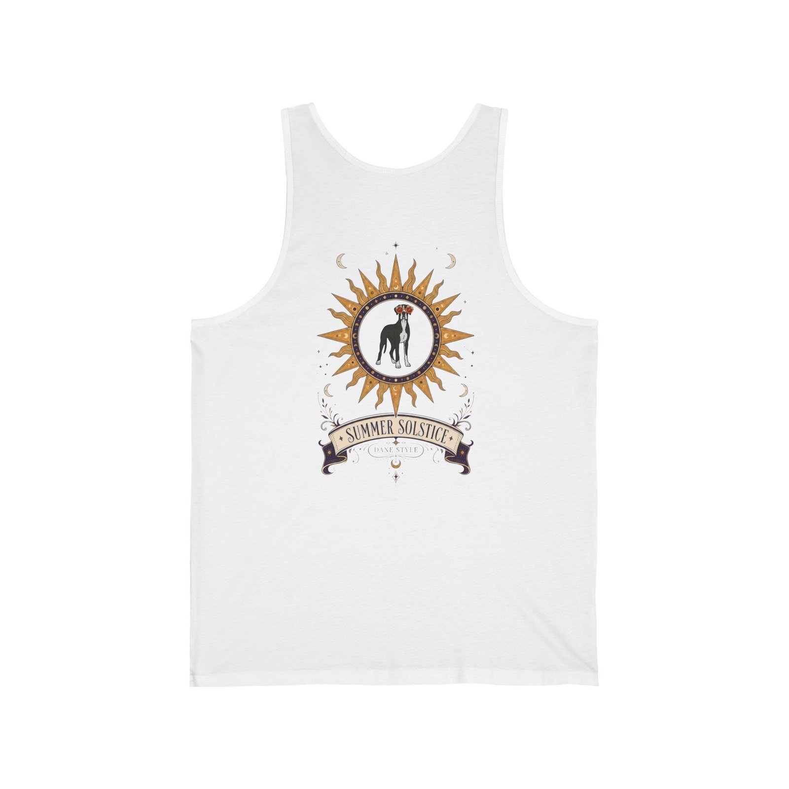 Black and White Mantle Great Dane Summer Solstice Tank Top — Sun & Dog Graphic - Image 3