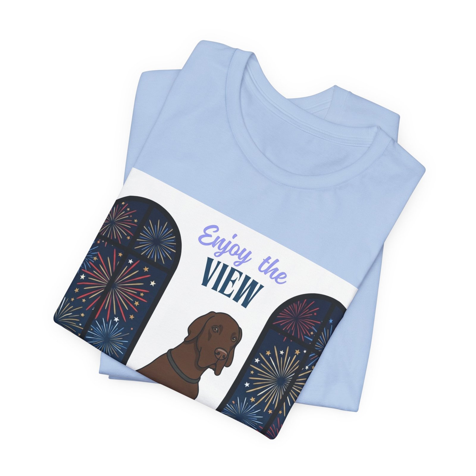 Chocolate Great Dane Enjoy the View T-Shirt — Dog Watching Fireworks Graphic Tee - Image 38