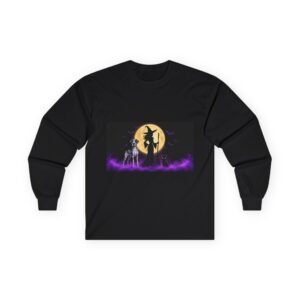 Black & Blue Merelequin Great Dane (up to 5x) Witch Silhouette Moon Long Sleeve Tee — Her Familiars