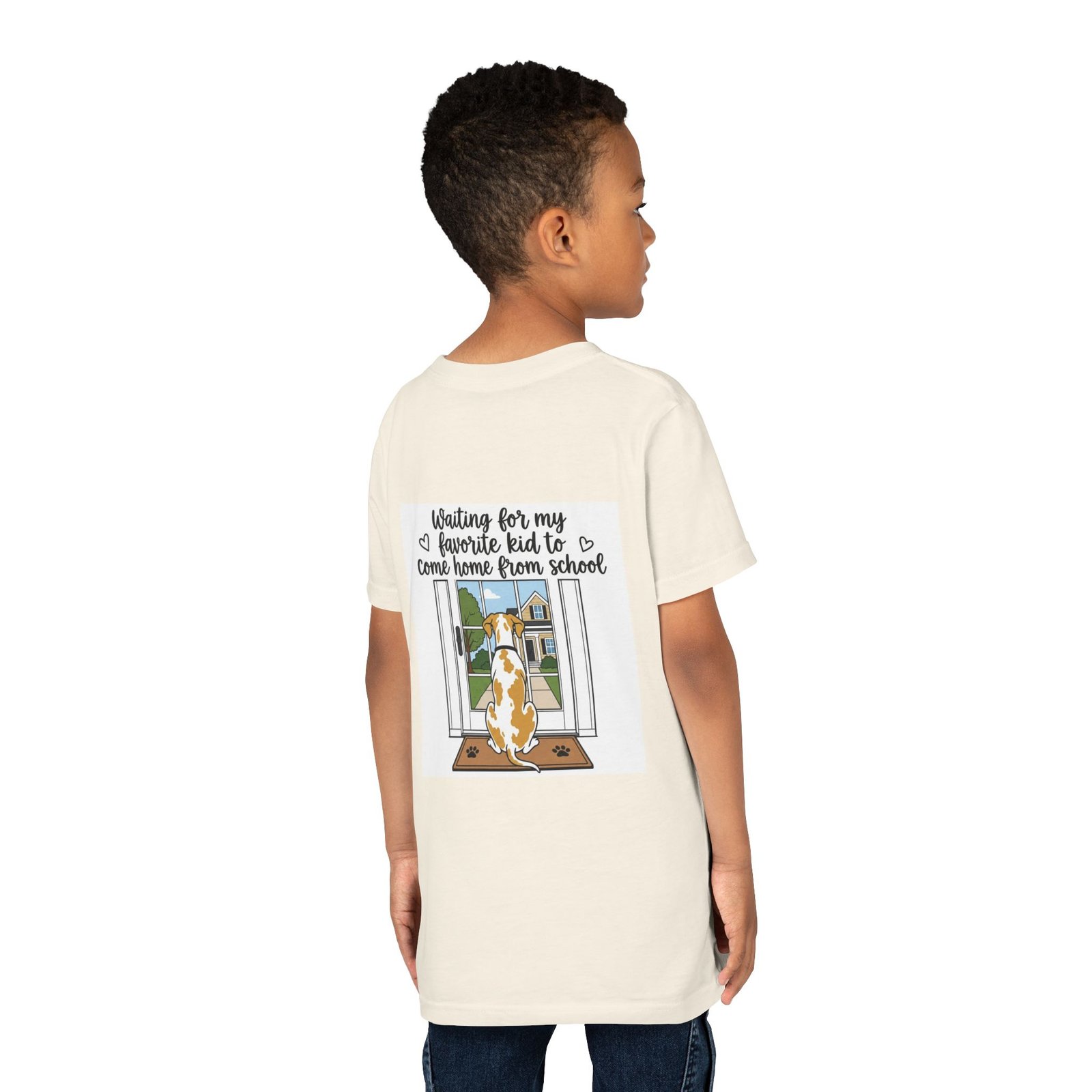 Youth Tee – Fawnequin Great Dane "Waiting for My Favorite Kid to Come Home from School" Back-Print Kids T-Shirt - Image 5