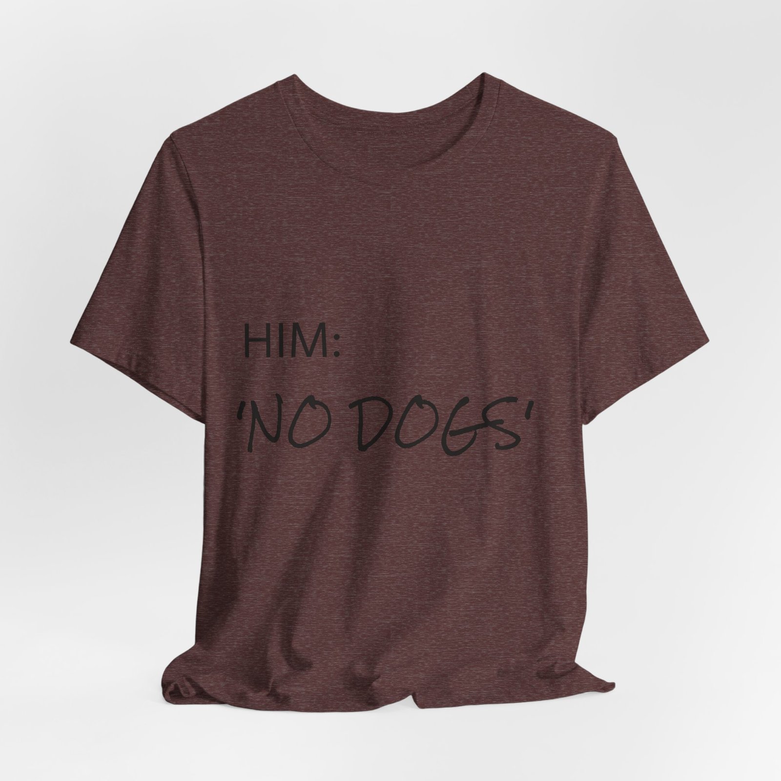 Brindle Great Dane T-Shirt — "NO DOGS" Script Front with Man and Dog on Couch Graphic - Image 5