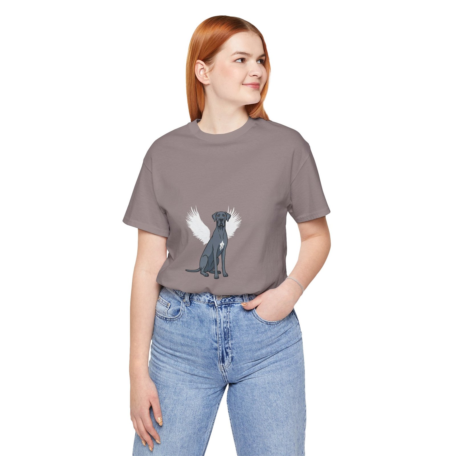 Unisex Blue Great Dane with White Chest Snip Great Dane Rainbow Bridge Lyric Back-Print Tee — 'Beloved Memory' Poem Shirt - Image 29