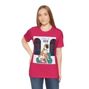 Fawnequin Great Dane Enjoy the View T-Shirt — Dog Watching Fireworks Graphic Tee