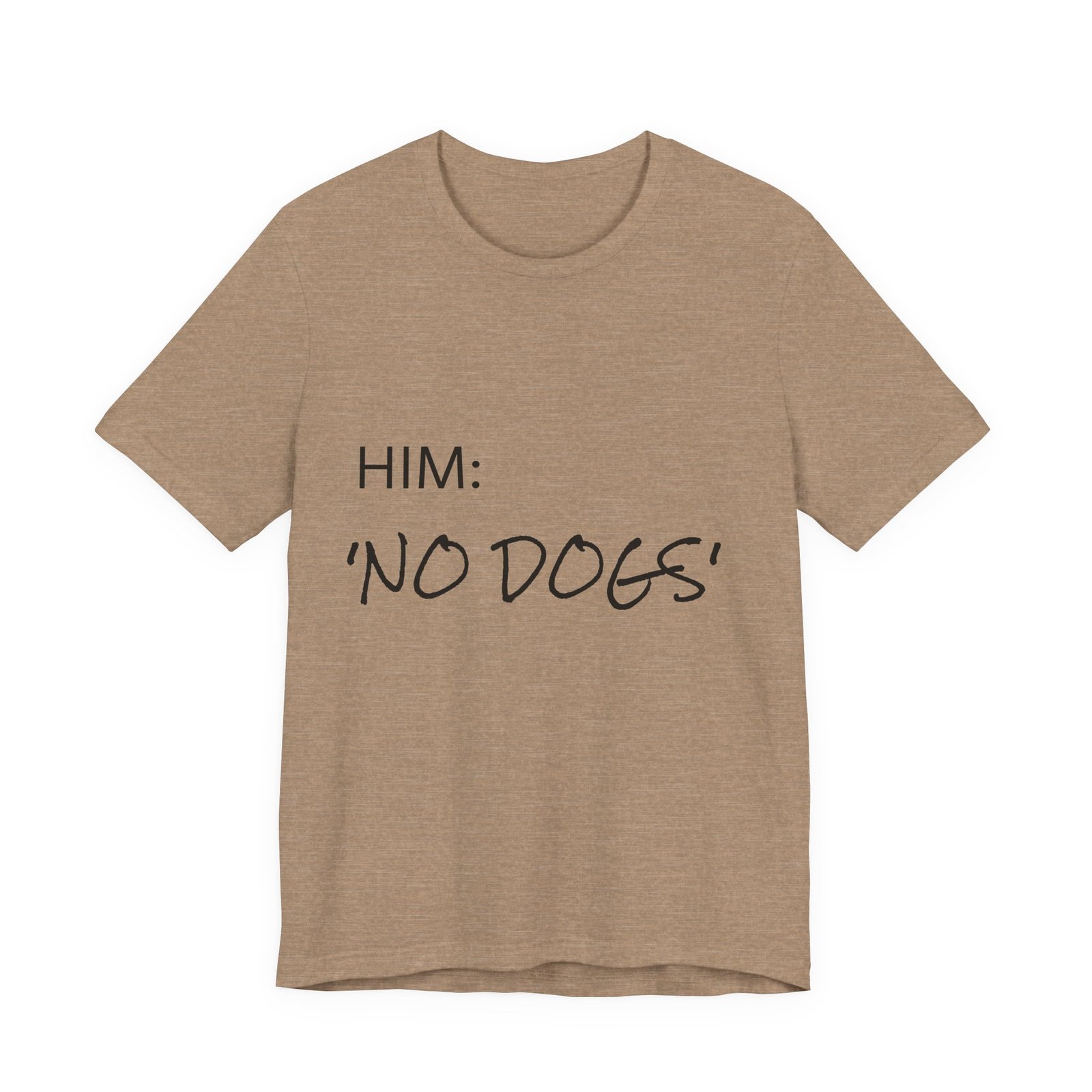 Blue Great Dane T-Shirt — "NO DOGS" Script Front with Man and Dog on Couch Graphic - Image 2