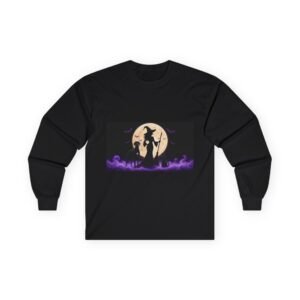 Black with White Chest Snip Great Dane (up to 5x) Witch Silhouette Moon Long Sleeve Tee — Her Familiars