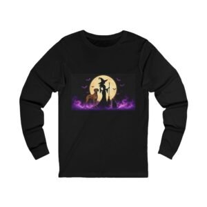 Brindle Great Dane, Black Cat, Long Sleeve Tee (Up to 2x) — Her Familiars