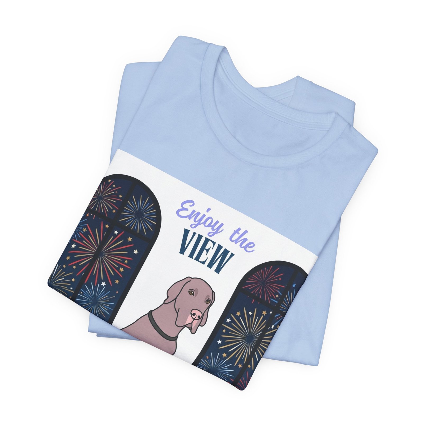 Lilac Great Dane Enjoy the View T-Shirt — Dog Watching Fireworks Graphic Tee - Image 43