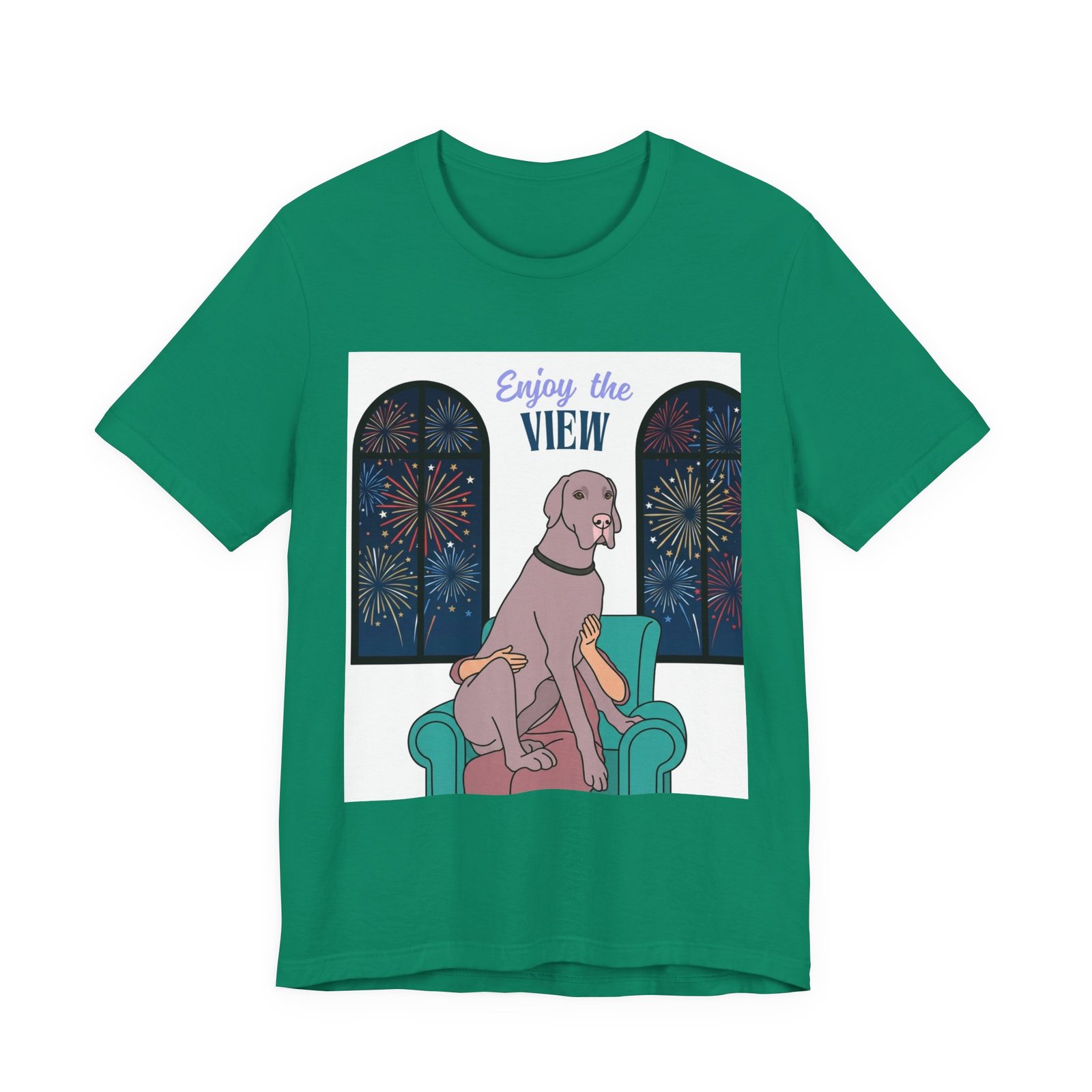 Lilac Great Dane Enjoy the View T-Shirt — Dog Watching Fireworks Graphic Tee - Image 31