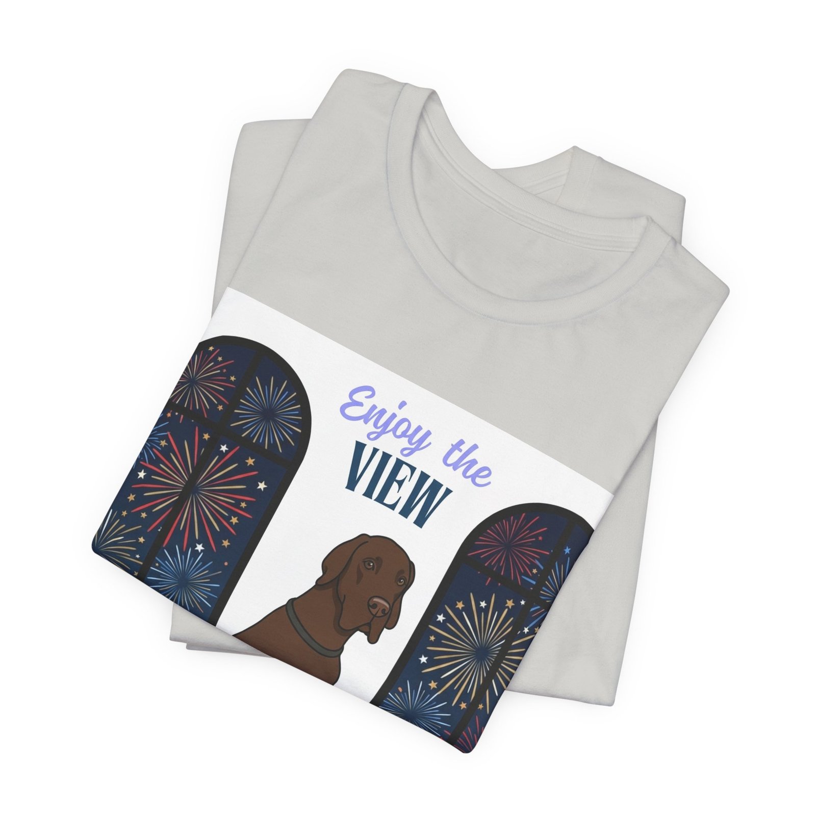 Chocolate Great Dane Enjoy the View T-Shirt — Dog Watching Fireworks Graphic Tee - Image 18