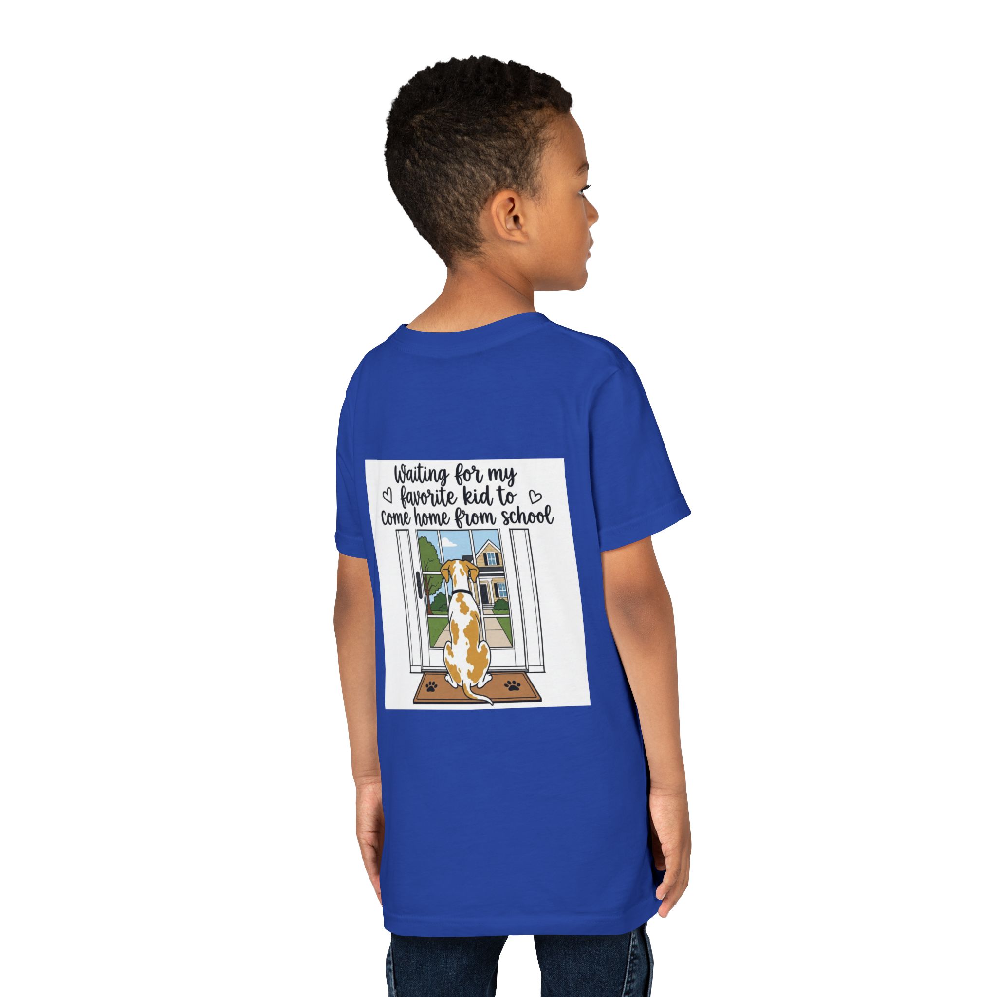 Youth Tee – Fawnequin Great Dane "Waiting for My Favorite Kid to Come Home from School" Back-Print Kids T-Shirt - Image 9