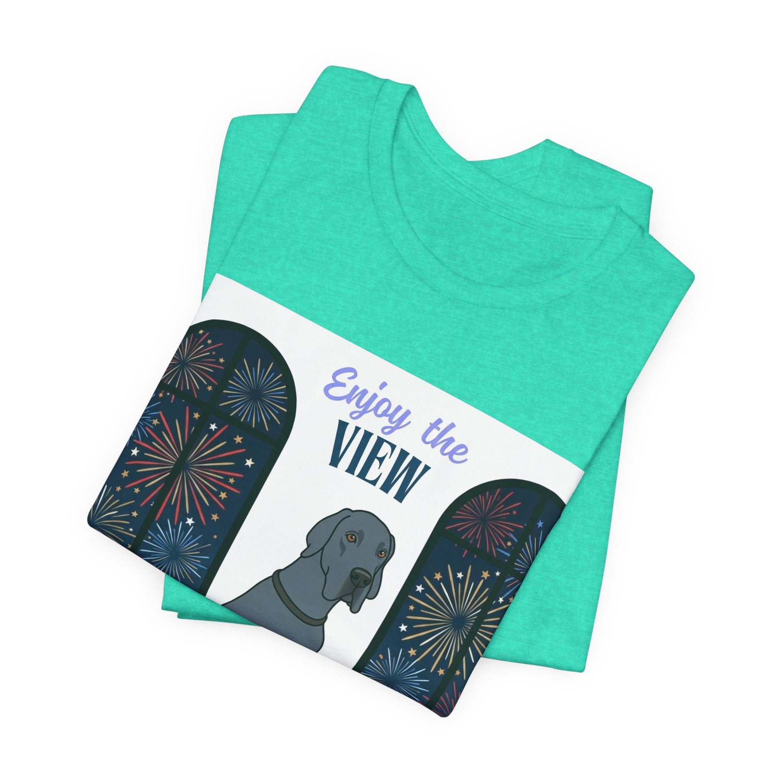 Blue Great Dane Enjoy the View T-Shirt — Dog Watching Fireworks Graphic Tee - Image 28