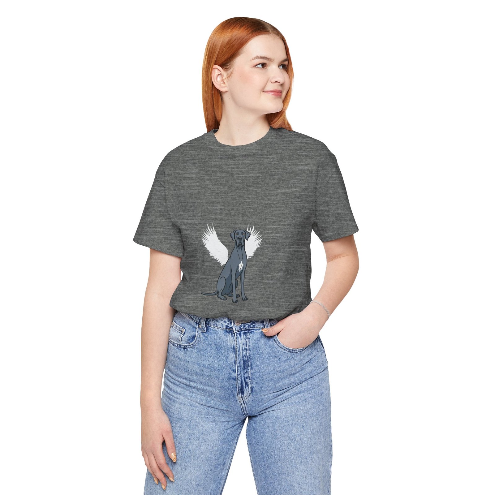 Unisex Blue Great Dane with White Chest Snip Great Dane Rainbow Bridge Lyric Back-Print Tee — 'Beloved Memory' Poem Shirt - Image 34