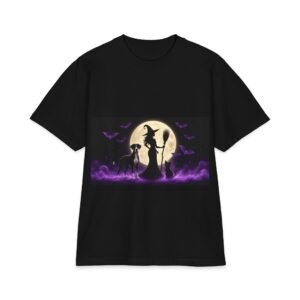 Black Mantle Great Dane Her Familiars, up to 7x, Heavy T Shirt, Cat, Witch Silhouette Moon T‑Shirt — Halloween