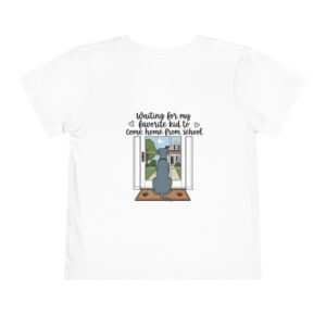 Toddler Tee – Blue Great Dane "Waiting for My Favorite Kid to Come Home From School" Dog Window Graphic