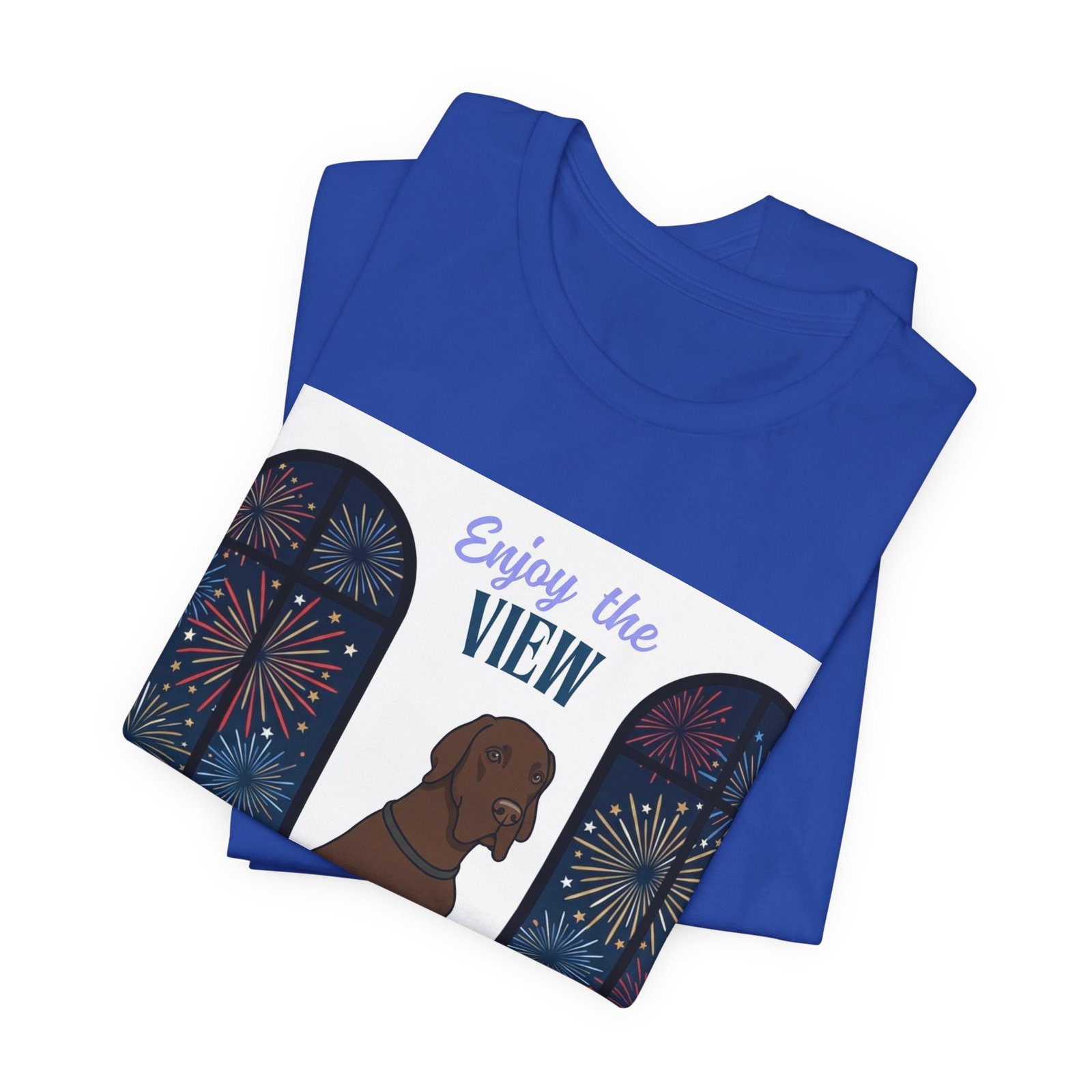 Chocolate Great Dane Enjoy the View T-Shirt — Dog Watching Fireworks Graphic Tee - Image 43