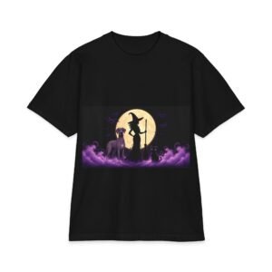 Lilac with White Chest Snip Great Dane Her Familiars, up to 7x, Heavy T Shirt, Cat, Witch Silhouette Moon T‑Shirt — Halloween