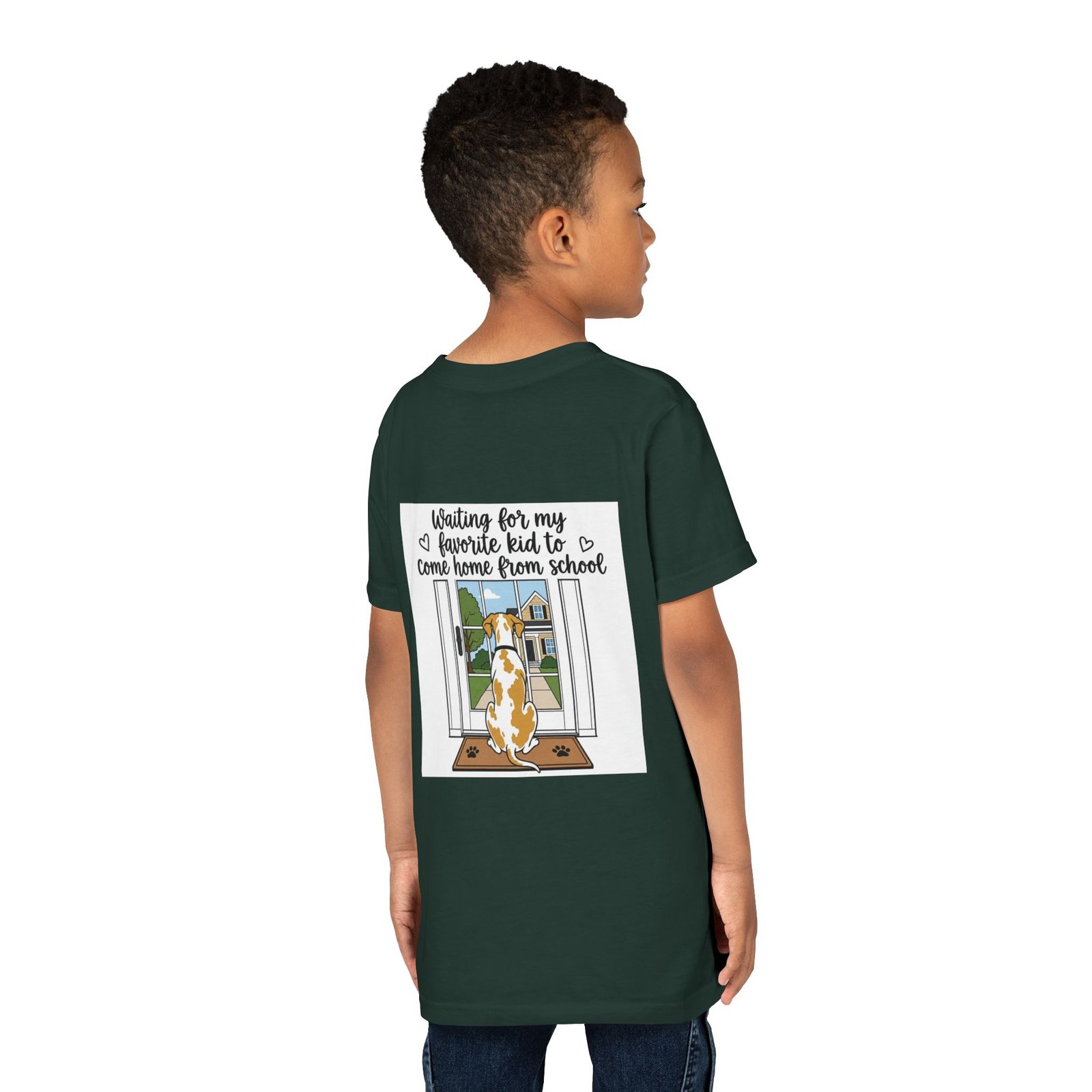 Youth Tee – Fawnequin Great Dane "Waiting for My Favorite Kid to Come Home from School" Back-Print Kids T-Shirt - Image 20