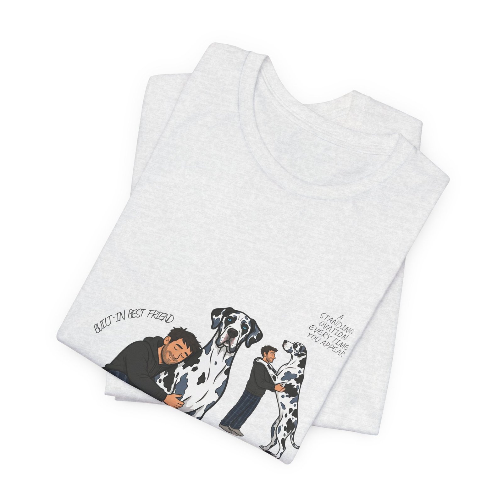 Blue and Black Merlequin with blue eyes Great Danes Illustrated Tee — "Men + Great Danes" Graphic T-Shirt - Image 68