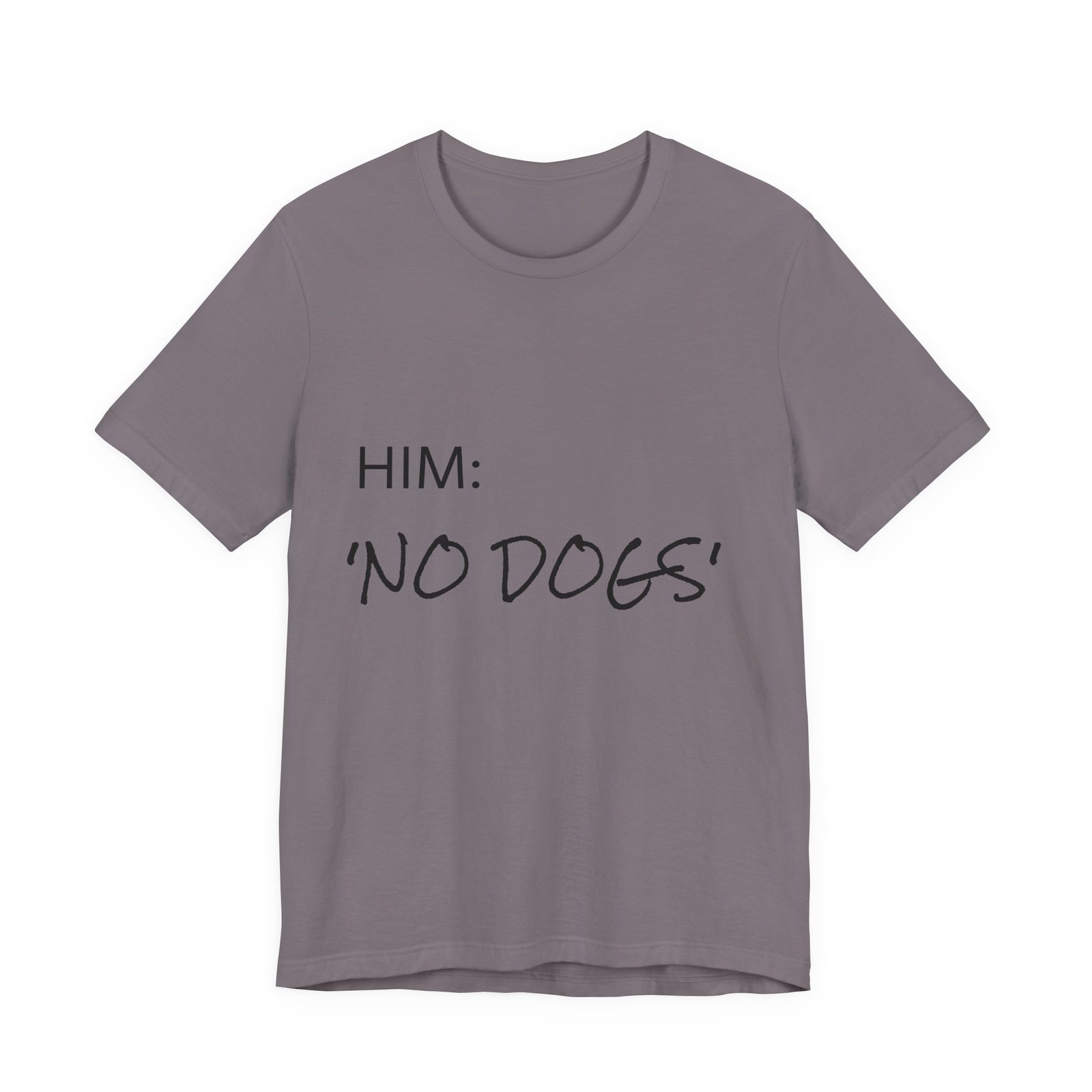 Blue Great Dane T-Shirt — "NO DOGS" Script Front with Man and Dog on Couch Graphic - Image 46