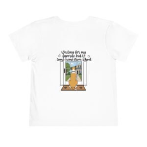 Toddler Tee – Fawn Mantle Great Dane "Waiting for My Favorite Kid to Come Home From School" Dog Window Graphic