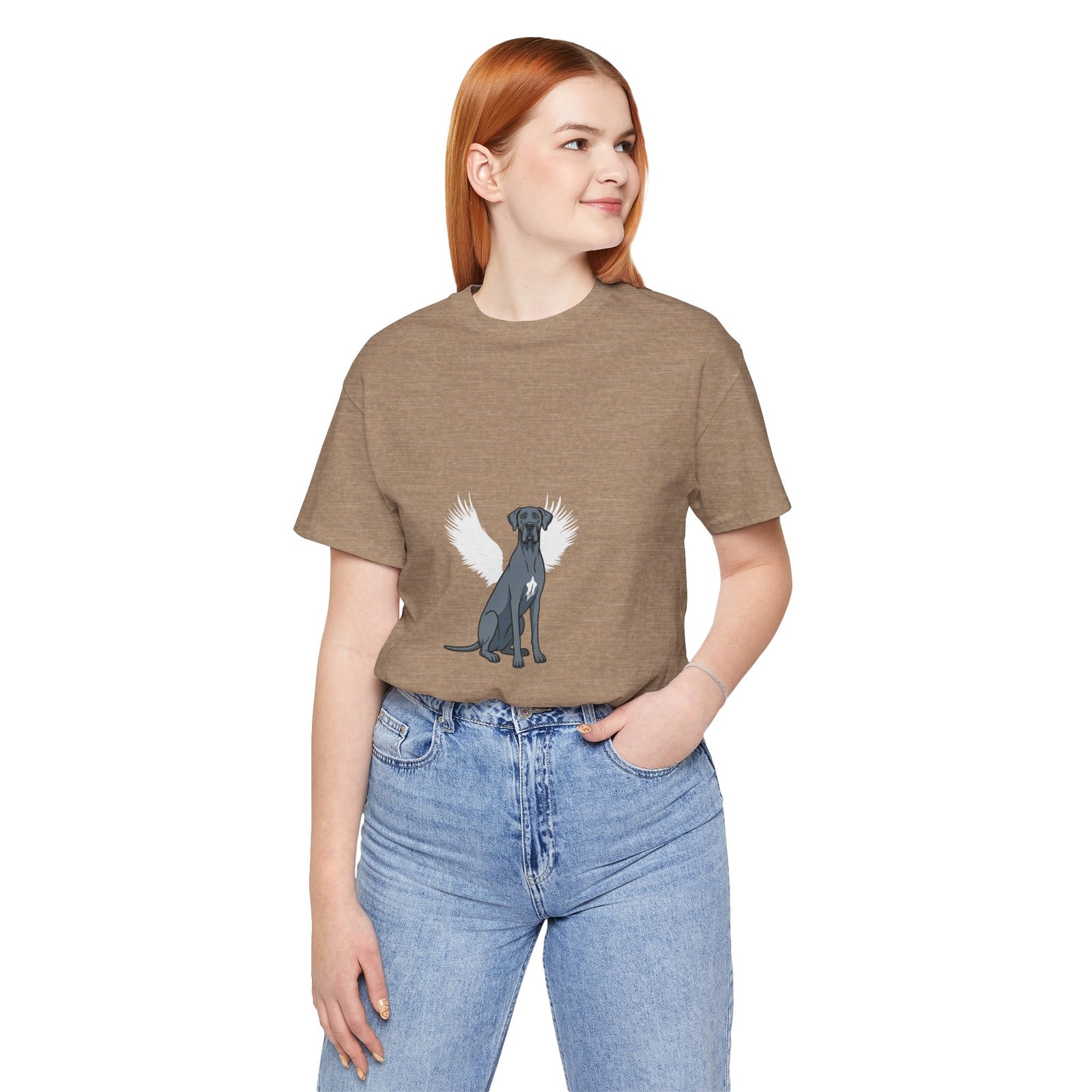Unisex Blue Great Dane with White Chest Snip Great Dane Rainbow Bridge Lyric Back-Print Tee — 'Beloved Memory' Poem Shirt - Image 65