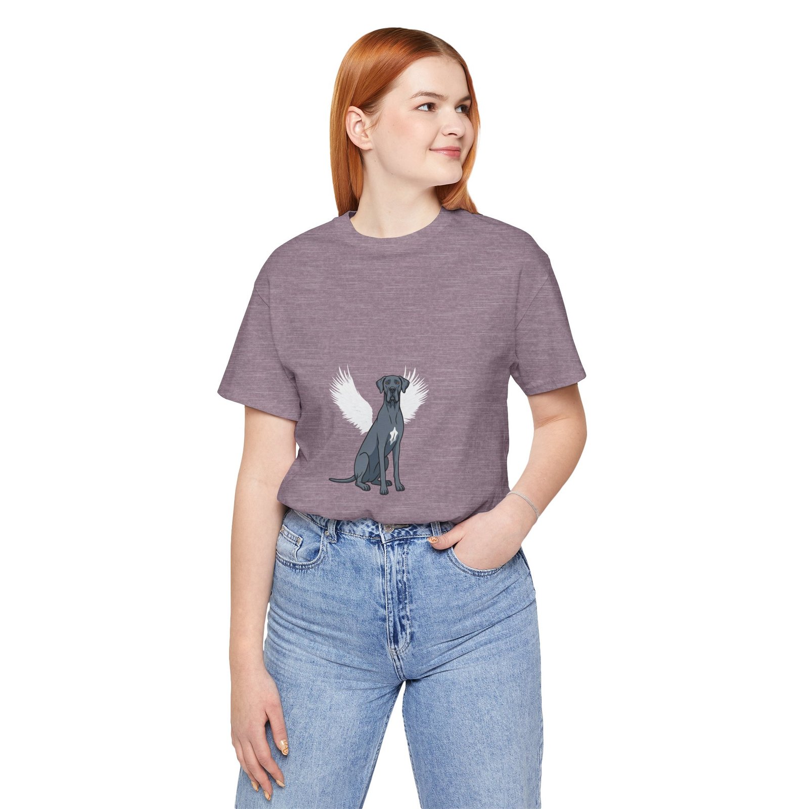 Unisex Blue Great Dane with White Chest Snip Great Dane Rainbow Bridge Lyric Back-Print Tee — 'Beloved Memory' Poem Shirt - Image 64