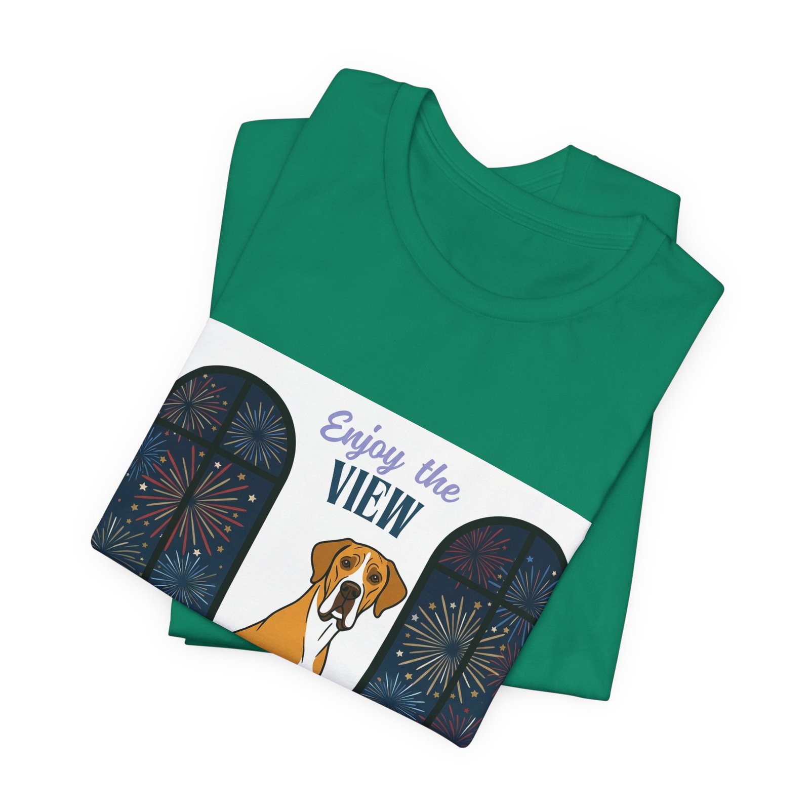 Fawn Mantle Great Dane Enjoy the View T-Shirt — Dog Watching Fireworks Graphic Tee - Image 33