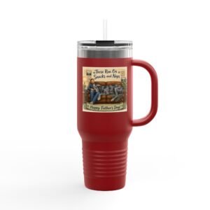 Copy of 40oz Insulated Travel Mug — Blue Merle Great Dane "There Runs on Snacks & Naps" Father's Day Camper Design