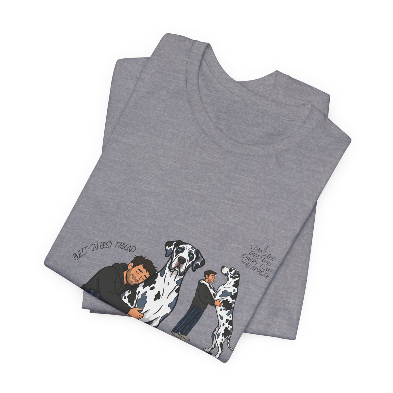 Blue and Black Merlequin with blue eyes Great Danes Illustrated Tee — "Men + Great Danes" Graphic T-Shirt - Image 56