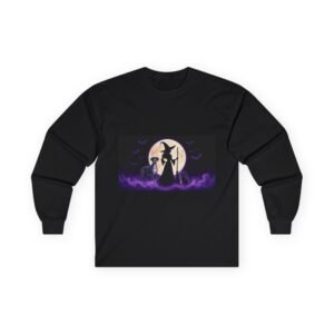 Blue Brindle with White Chest Great Dane (up to 5x) Witch Silhouette Moon Long Sleeve Tee — Her Familiars