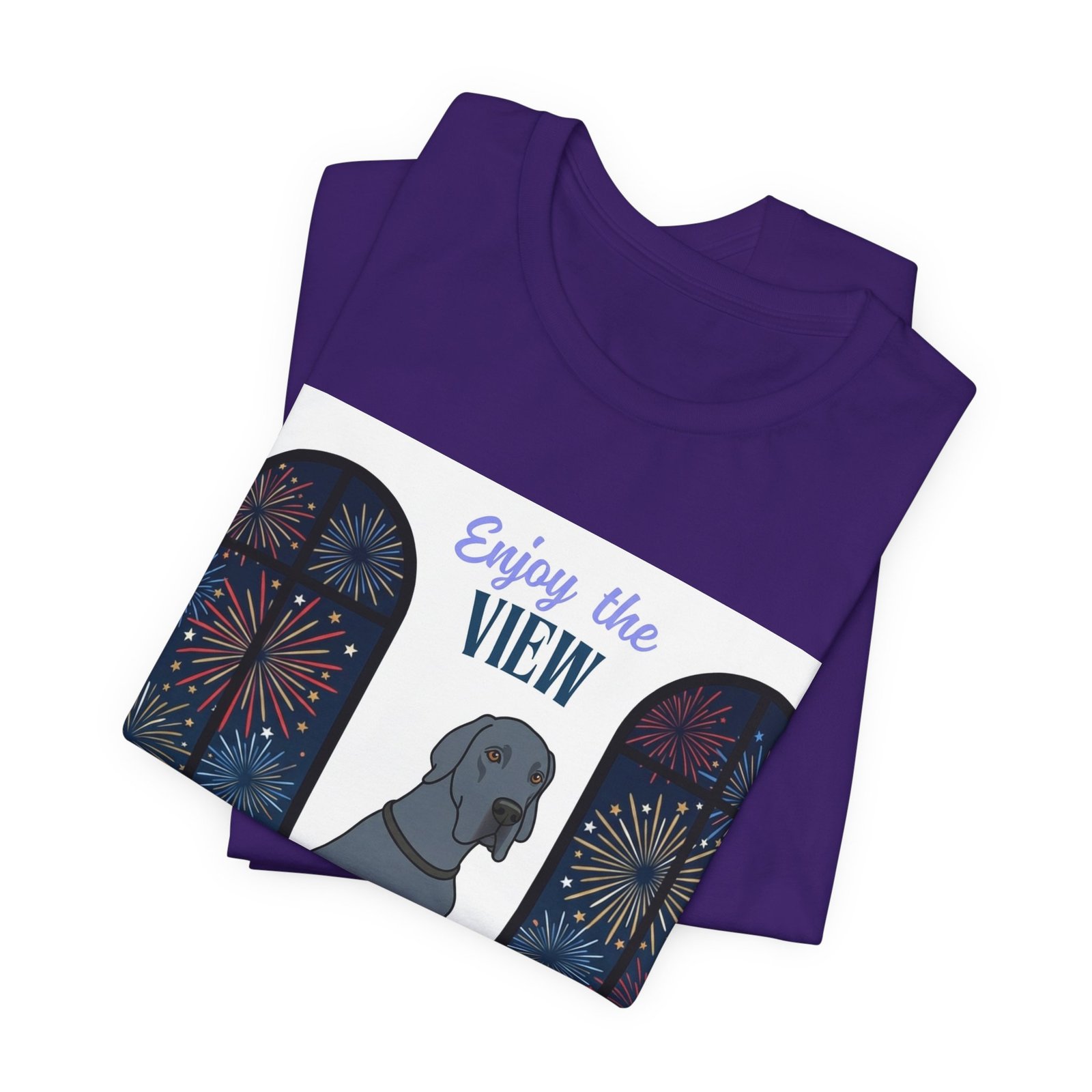 Blue Great Dane Enjoy the View T-Shirt — Dog Watching Fireworks Graphic Tee - Image 48