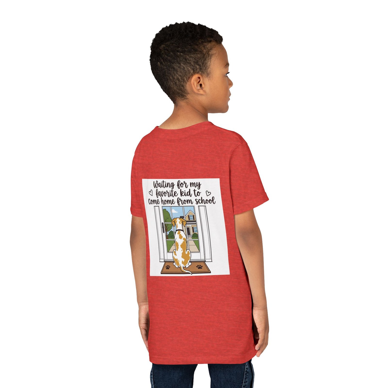 Youth Tee – Fawnequin Great Dane "Waiting for My Favorite Kid to Come Home from School" Back-Print Kids T-Shirt - Image 23