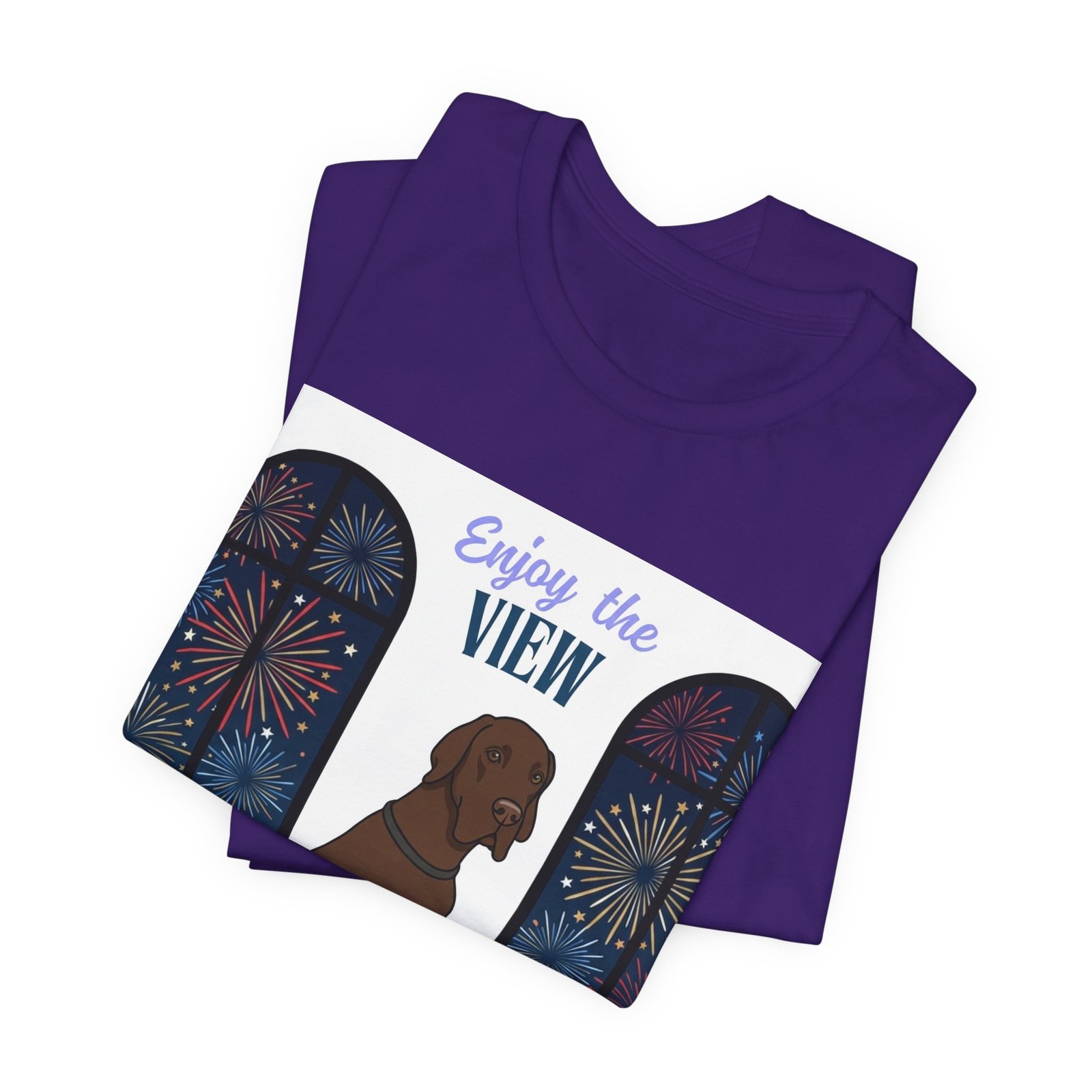 Chocolate Great Dane Enjoy the View T-Shirt — Dog Watching Fireworks Graphic Tee - Image 48