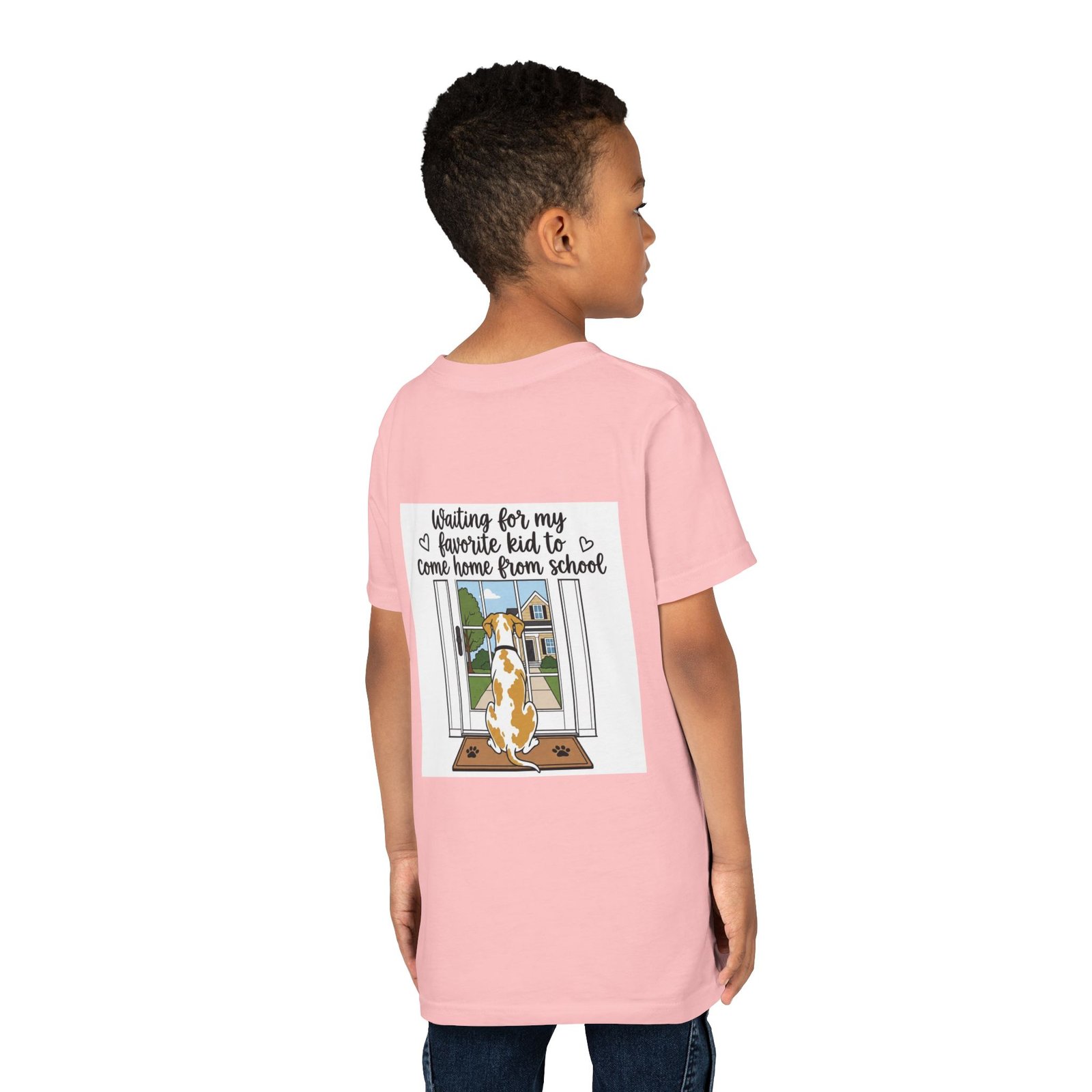 Youth Tee – Fawnequin Great Dane "Waiting for My Favorite Kid to Come Home from School" Back-Print Kids T-Shirt - Image 6