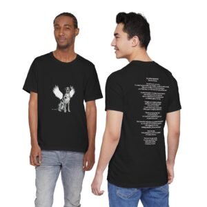 Unisex Merlequin Great Dane Rainbow Bridge Lyric Back-Print Tee — 'Beloved Memory' Poem Shirt