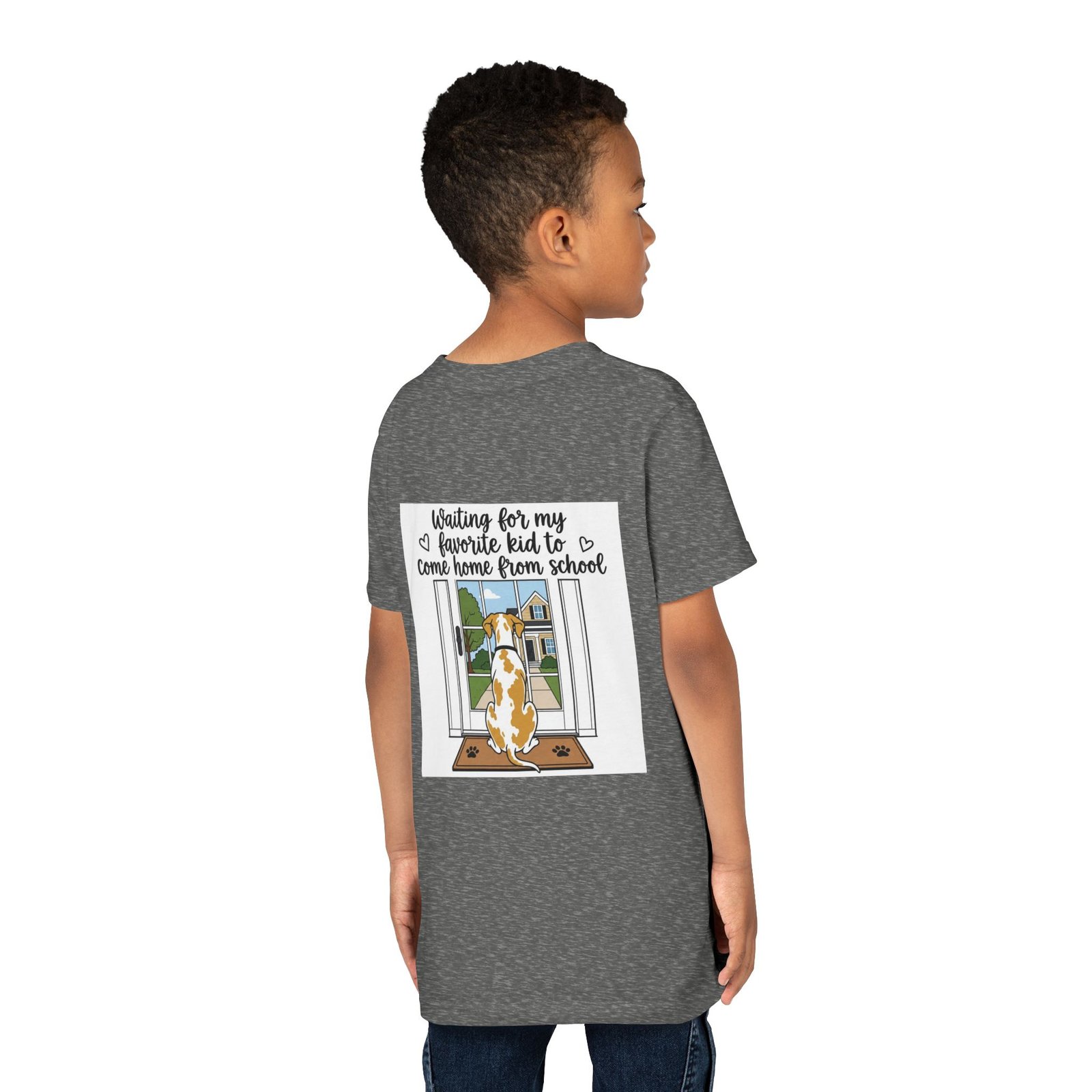 Youth Tee – Fawnequin Great Dane "Waiting for My Favorite Kid to Come Home from School" Back-Print Kids T-Shirt - Image 24