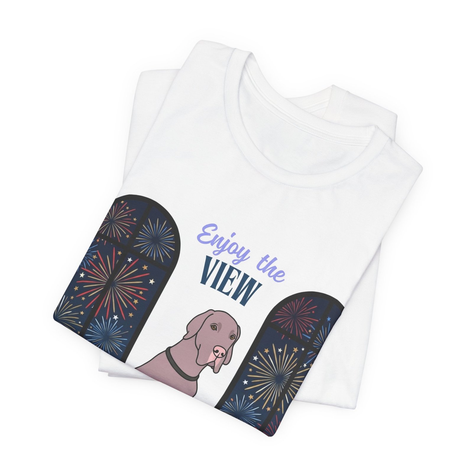 Lilac Great Dane Enjoy the View T-Shirt — Dog Watching Fireworks Graphic Tee - Image 19
