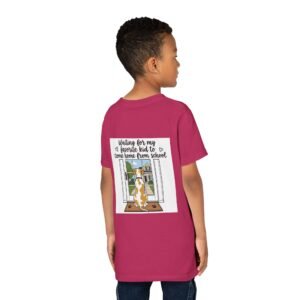 Youth Tee – Fawnequin Great Dane "Waiting for My Favorite Kid to Come Home from School" Back-Print Kids T-Shirt