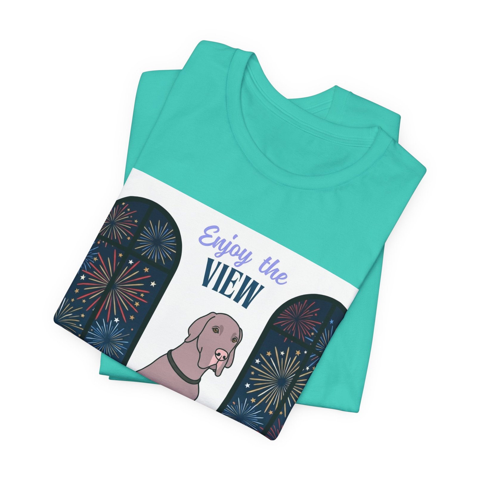 Lilac Great Dane Enjoy the View T-Shirt — Dog Watching Fireworks Graphic Tee - Image 28