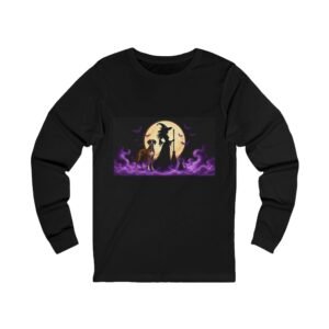 Brindle with White Chest Great Dane, Black Cat, Long Sleeve Tee (Up to 2x) — Her Familiars