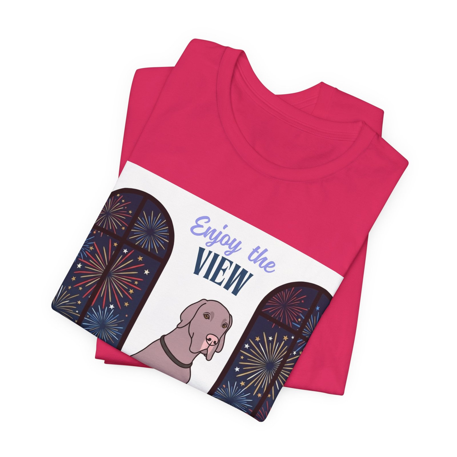Lilac Great Dane Enjoy the View T-Shirt — Dog Watching Fireworks Graphic Tee - Image 63